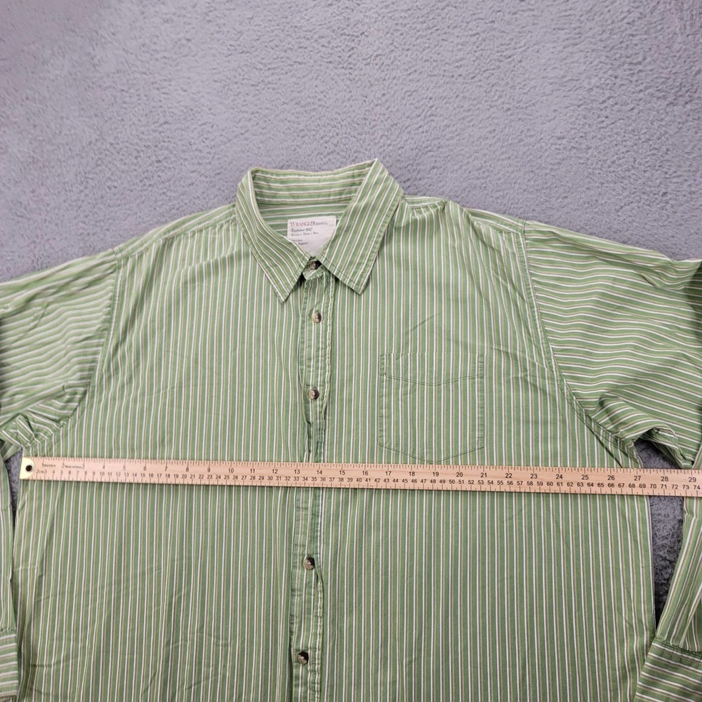 Wrangler Shirt Mens XXL Green Striped Button Up Western‎ Long Sleeve Outdoors - Picture 14 of 16